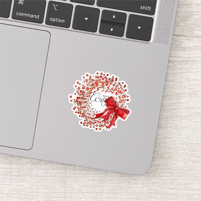Sticker Couronne de Noël aux fruits rouges classique migno (Détail)