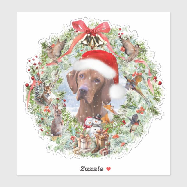 Sticker Couronne de Noël de Vizsla en Hongrie (Feuille)