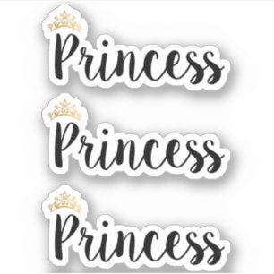 Sticker Couronne de police de script noir Princess