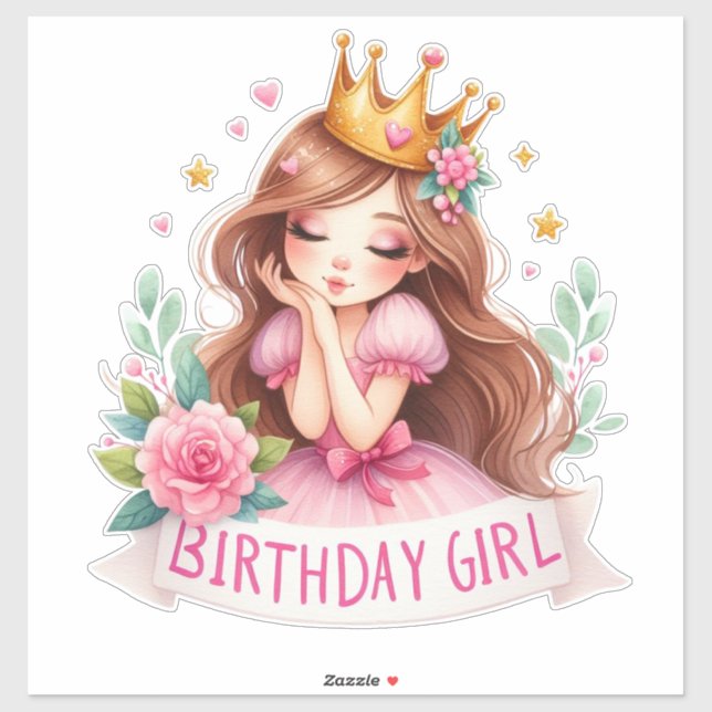 Sticker Couronne de princesse d'anniversaire (Feuille)
