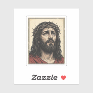 Sticker Couronne d'épines religieuse vintage portrait vect