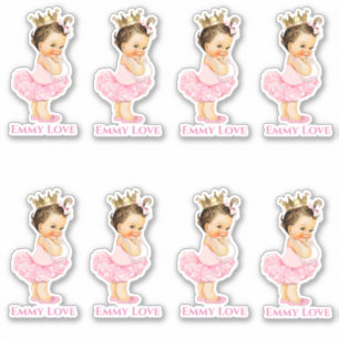 Sticker Couronne d'or de tutu de rose de bébé de princes