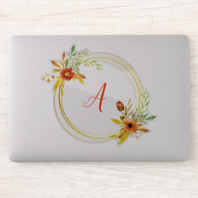 Sticker Couronne florale monogramme (Ordinateur)
