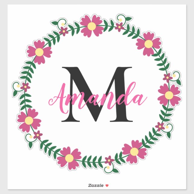 Sticker Couronne florale monogramme (Feuille)