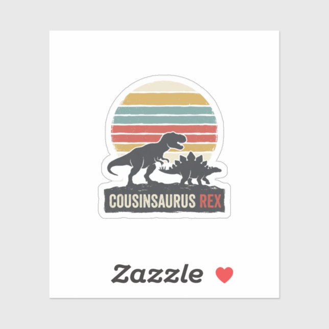 Sticker Cousinsaurus Rex Drôle Dinosaure Vintage Chemise D (Feuille)