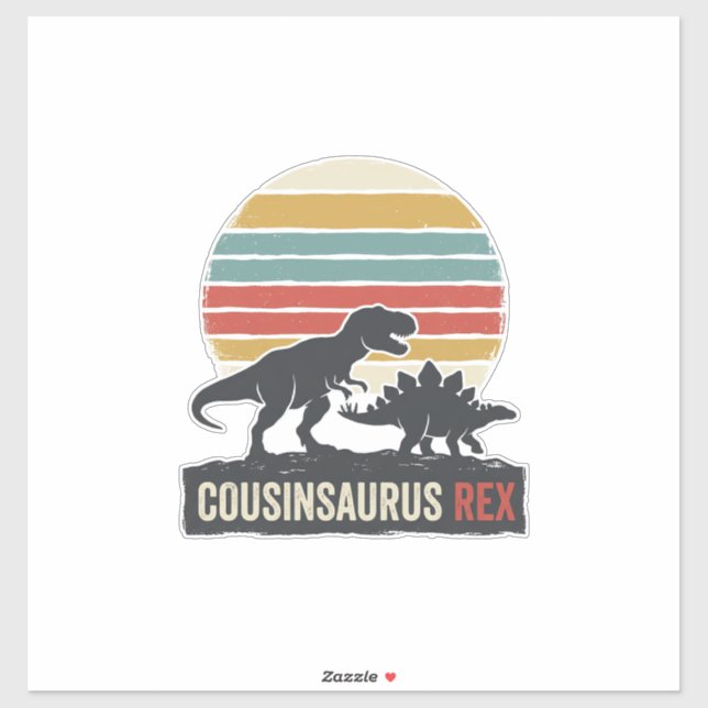 Sticker Cousinsaurus Rex Funny Dinosaur Vintage Shirt Desi (Feuille)
