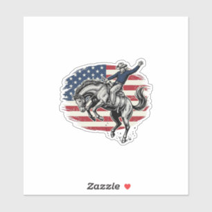 Sticker Cow-boy de Rodéo Vintage Patriotique Cavalier de C