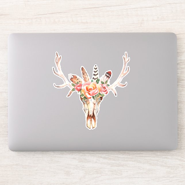 Sticker Cow Skull Pays Cottage Laptop Cutout Vinyl (Ordinateur)