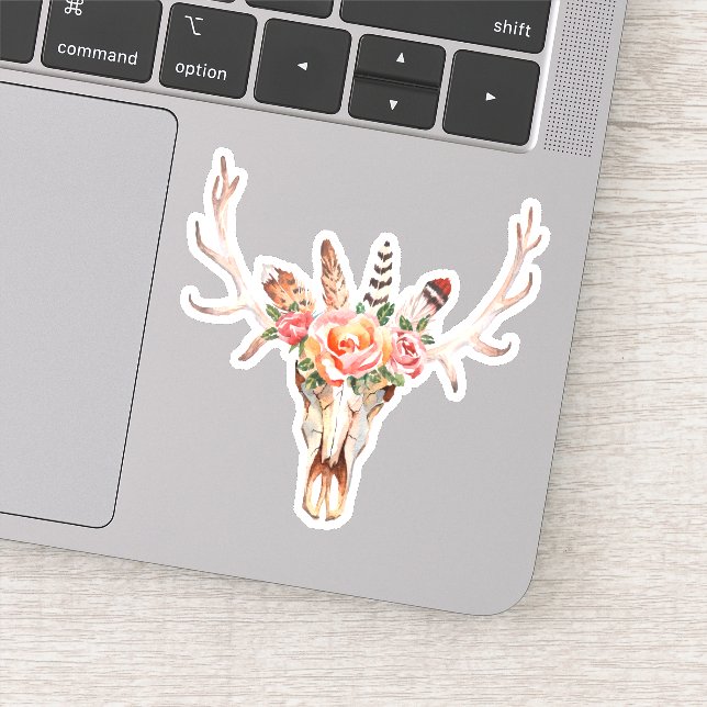 Sticker Cow Skull Pays Cottage Laptop Cutout Vinyl (Détail)