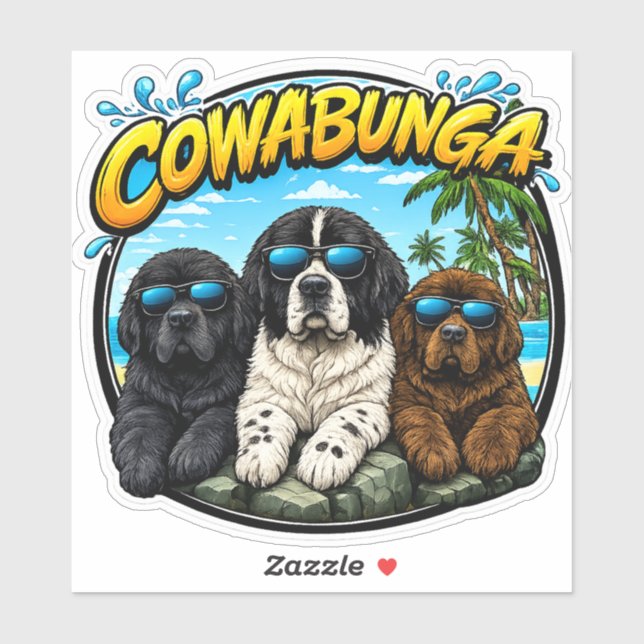 Sticker Cowabunga Newfies  (Feuille)