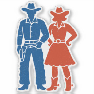 Sticker Cowboy & Cowgirl Americana