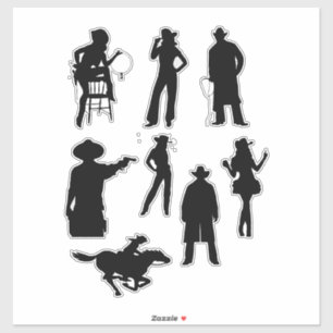 Sticker cowboy cowgirl silhouettes pays art occidental