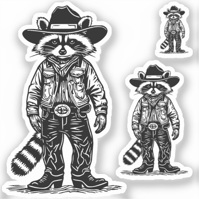 Sticker cowboy raccoon (Recto)