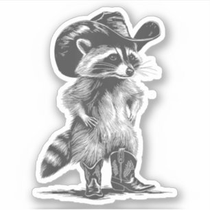 Sticker Cowboy Raton Laveur Mème Graphique Drôle Hommes Fe