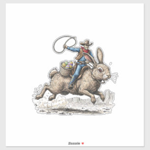 Sticker Cowboy sur lapin de Pâques Western Howdy Pâques Fu