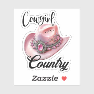Sticker Cowgirl Country Pink Cowgirl Casquette Vinyl coupe