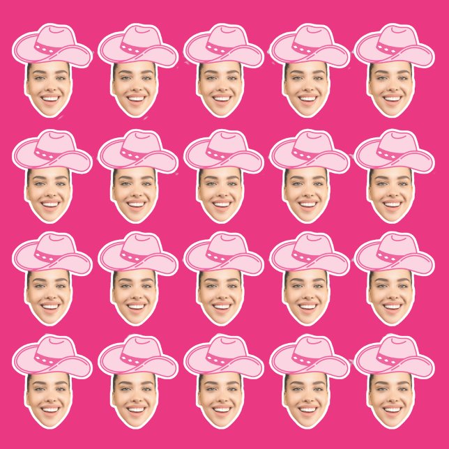 Sticker Cowgirl disco rose avec visage de mariée personnal (Créateur téléchargé)
