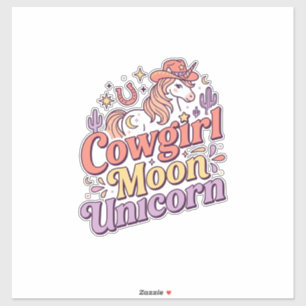 Sticker Cowgirl Licorne Lune Licorne Marchandises Fantaisi