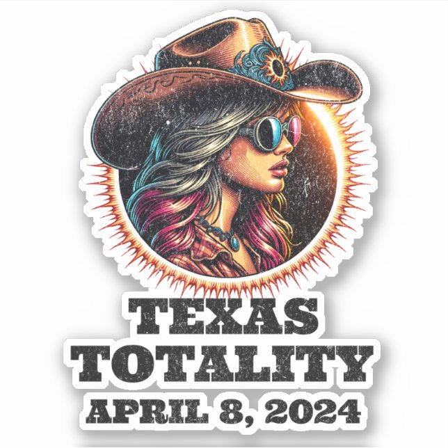 Sticker Cowgirl Total Solar Eclipse 4.08.2024 Texas (Devant)