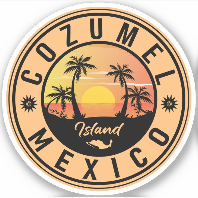 Sticker Cozumel île de Mexico Retro Sunset Souvenirs (Devant)