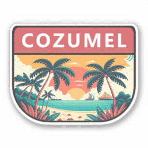 Sticker Cozumel Mexico Retro Emblem