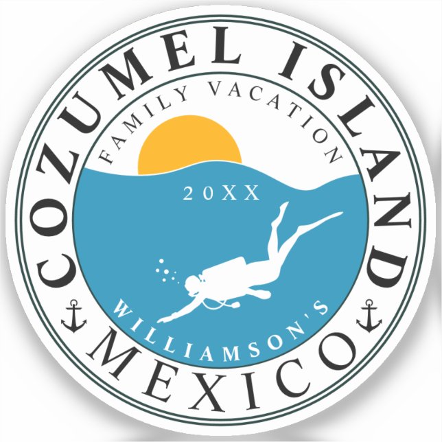Sticker Cozumel Mexique Plongée Voyage Vacances Souvenir (Recto)