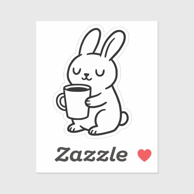 Sticker Cozy Bunny Coffee Doodle (Feuille)
