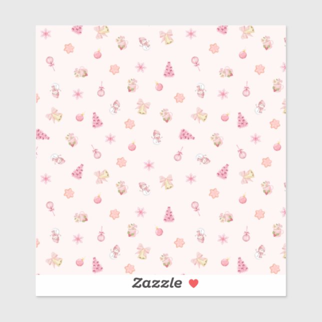 Sticker Cozy Pink Christmas Pattern (Feuille)