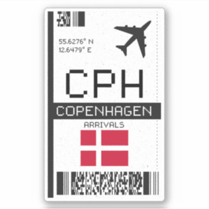 Sticker CPH Copenhagen Boararding Pass - Danemark Travel