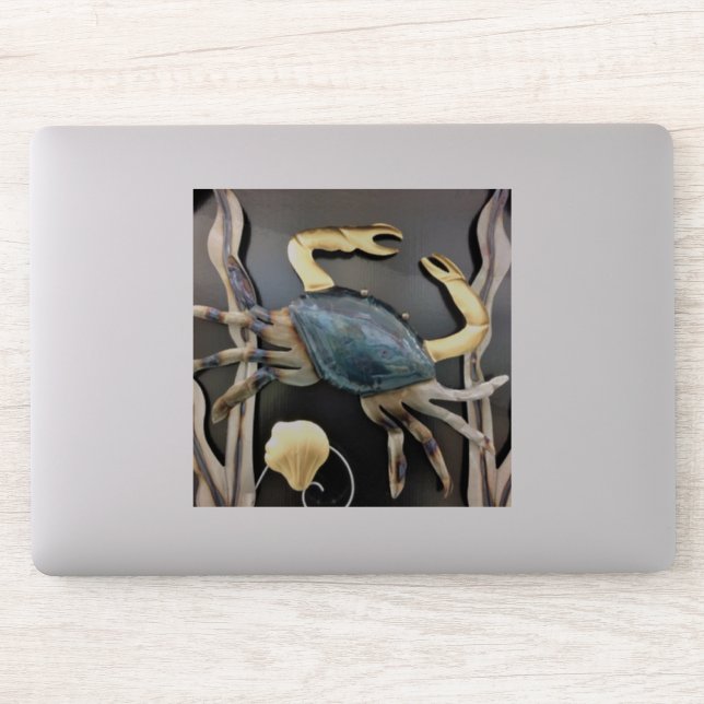 Sticker Crabe Bleu Art Métal (Ordinateur)