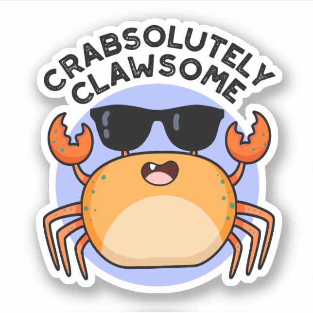 Sticker Crabe Clawsome Funky Crabe Pun (Devant)