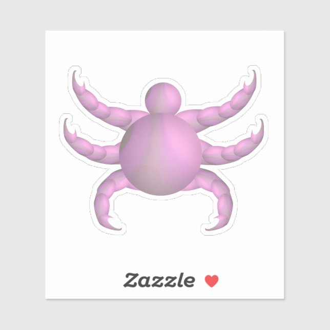 Sticker Crabe cyber pastel rose (Feuille)