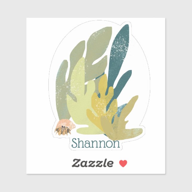 Sticker Crabe d'Hermite portant le nom (Feuille)