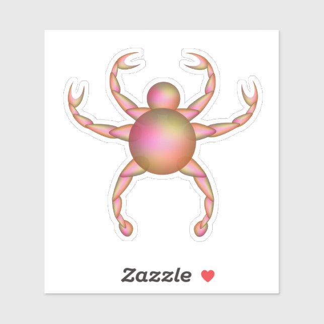 Sticker Crabe rond de couleur chair (Feuille)