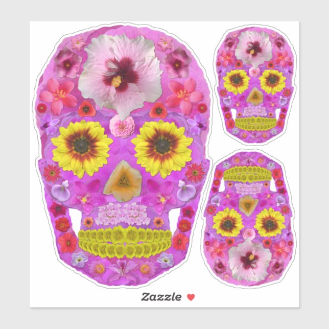 Sticker Crâne à fleurs 7 (Feuille)