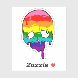 Sticker Crâne à goutte arc-en-ciel