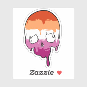 Sticker Crâne à goutte de fierté lesbienne