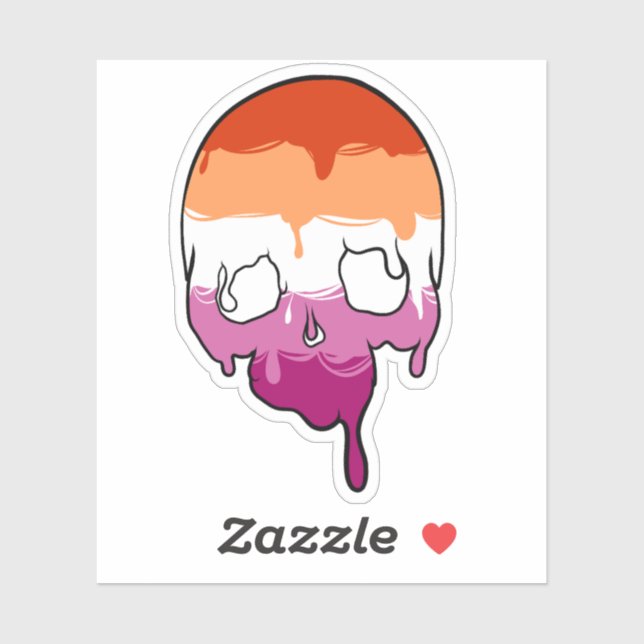 Sticker Crâne à goutte de fierté lesbienne (Feuille)
