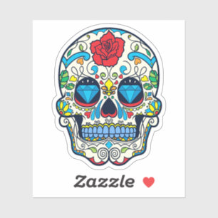 Sticker Crâne à sucre fleuri coloré no.6 Bougies brûlantes