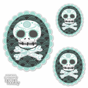 Sticker Crâne à sucre n Crossbones Cameo Tattoo Couper