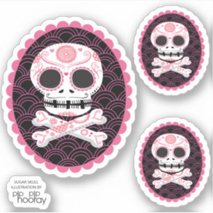 Sticker Crâne à sucre n Crossbones Cameo Tattoo Couper