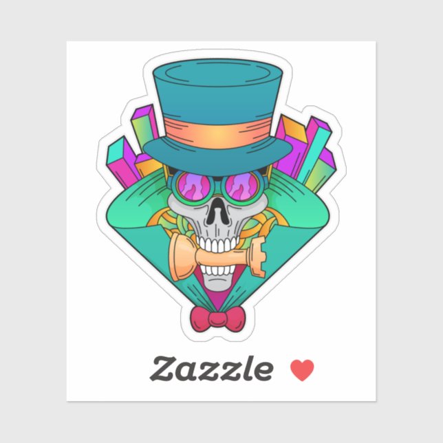 Sticker Crâne aux échecs avec pièce d'échecs Rook (Feuille)