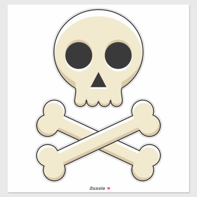 Sticker Crâne avec os (Feuille)