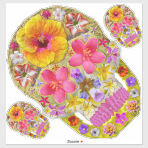 Sticker Crâne de fleurs 4-Tropical