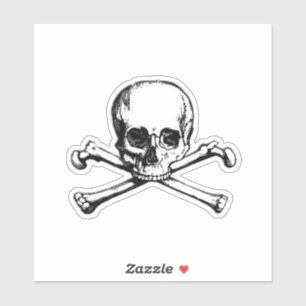 Sticker Crâne de jolly roger et pirate d'os de croix