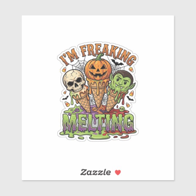 Sticker Crâne de pompe à glace d'Halloween qui fond complè (Feuille)