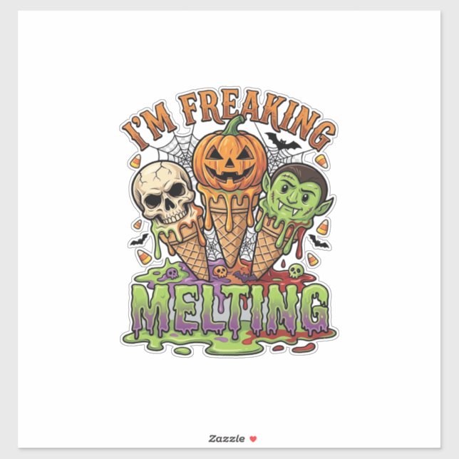 Sticker Crâne de pompe à glace d'Halloween qui fond complè (Feuille)