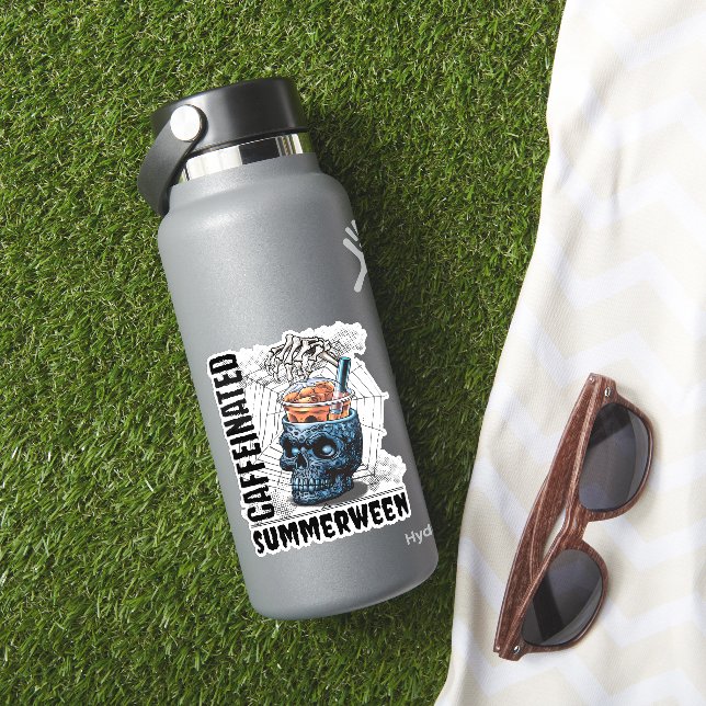 Sticker Crâne de Summerween Squelette Main Café Glacé Goth (HydroFlask Insitu)