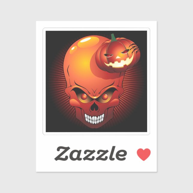 Sticker Crâne d'Halloween et Citrouille (Feuille)