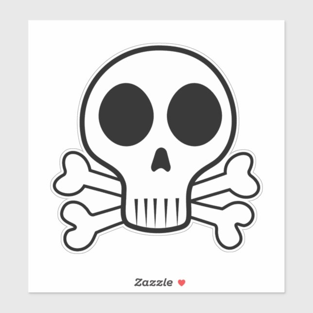 Sticker crâne effrayant sur fond noir (Feuille)